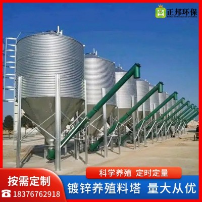大容量养殖料塔料线 养猪设备饲料储存 自动化料塔料线养殖设备
