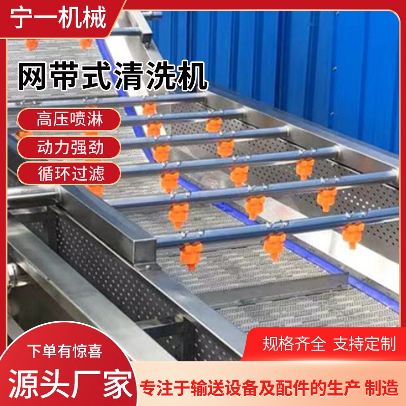 全自动气泡清洗机多功能果蔬喷淋式洗菜机不锈钢网带式果蔬清洗机图3