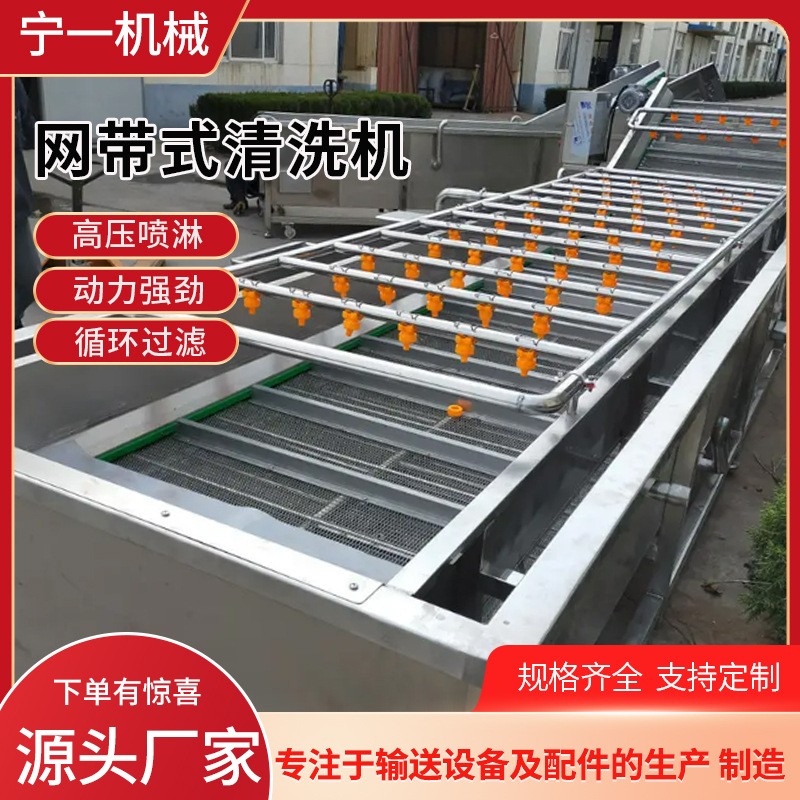 全自动气泡清洗机多功能果蔬喷淋式洗菜机不锈钢网带式果蔬清洗机图2