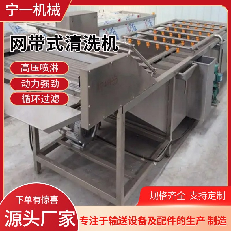 全自动气泡清洗机多功能果蔬喷淋式洗菜机不锈钢网带式果蔬清洗机图4