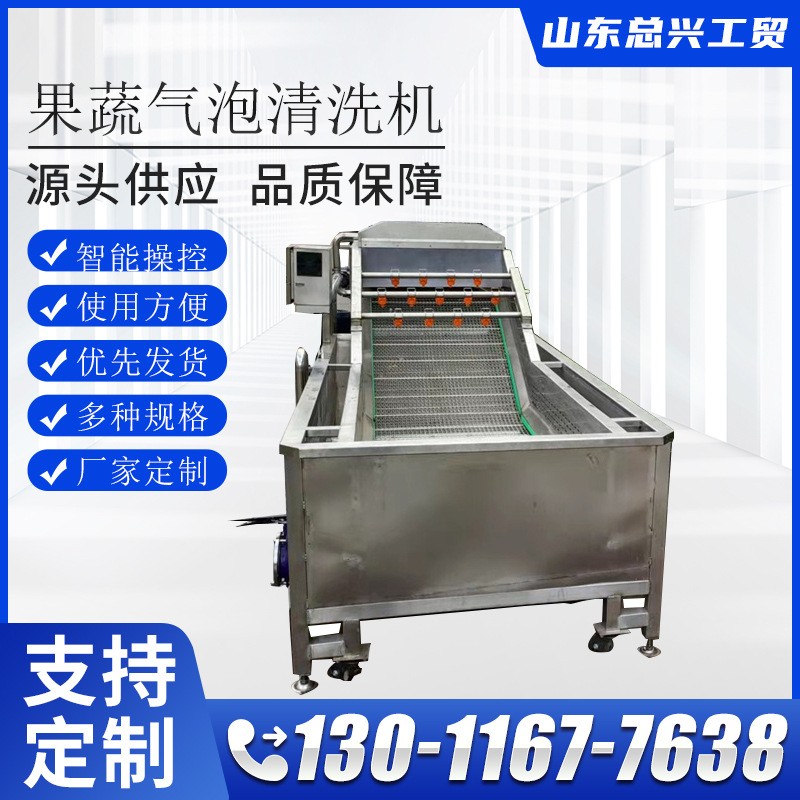 水果全自动气泡果蔬冲浪机 鸡爪整鸡清洗设备不锈钢涡流清洗机