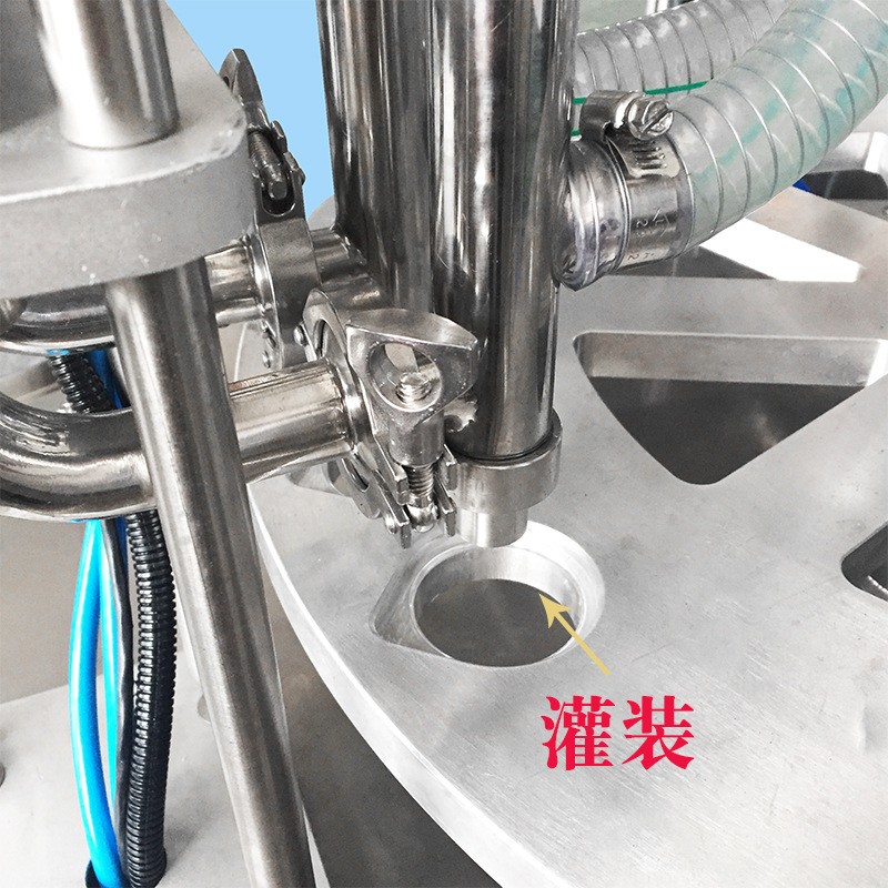 厂家直供圆盘一出二不锈钢酸奶液体膏体全自动灌装封口机加工定制图5