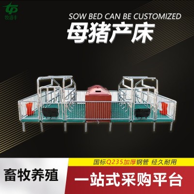 母猪产床牧洛丰2.5厚度热镀锌母猪产床双体母猪分娩产保一体床