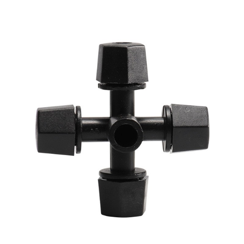 跨境十字雾化喷头四向喷头 6mm灰色黑色花园绿化降温加湿喷雾灌溉