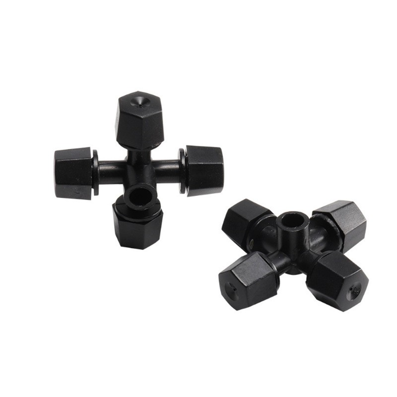 跨境十字雾化喷头四向喷头 6mm灰色黑色花园绿化降温加湿喷雾灌溉图2