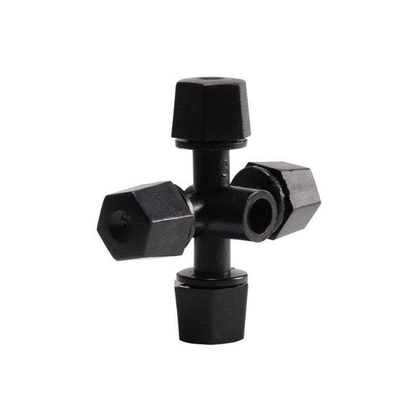 跨境十字雾化喷头四向喷头 6mm灰色黑色花园绿化降温加湿喷雾灌溉图4