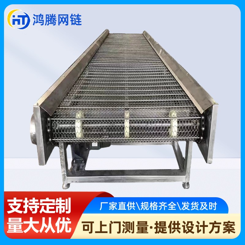 小型输送机食品清洗烘干用流水线传送带304不锈钢网带转弯输送机图2