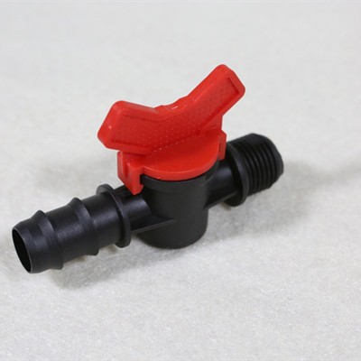 厂家出售16mm*1/2寸AK款红色外丝阀旁通阀PE管直通阀开关阳直阀