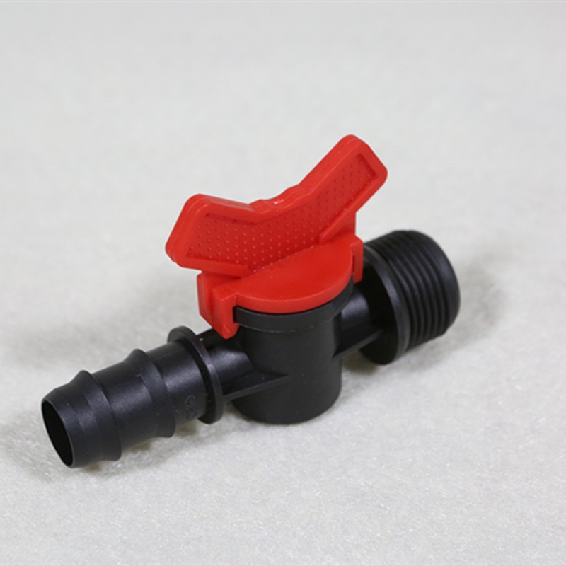 厂家出售16mm*1/2寸AK款红色外丝阀旁通阀PE管直通阀开关阳直阀图5