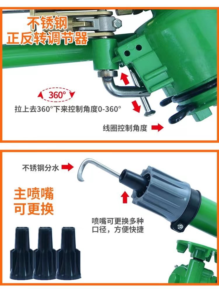 浇地喷枪 50涡轮蜗杆喷枪 工场除尘园林绿化浇地雾化喷枪自动旋转图4