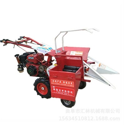 手扶玉米收获割台 电启动山地掰棒子机 苞谷扒皮单行收割机