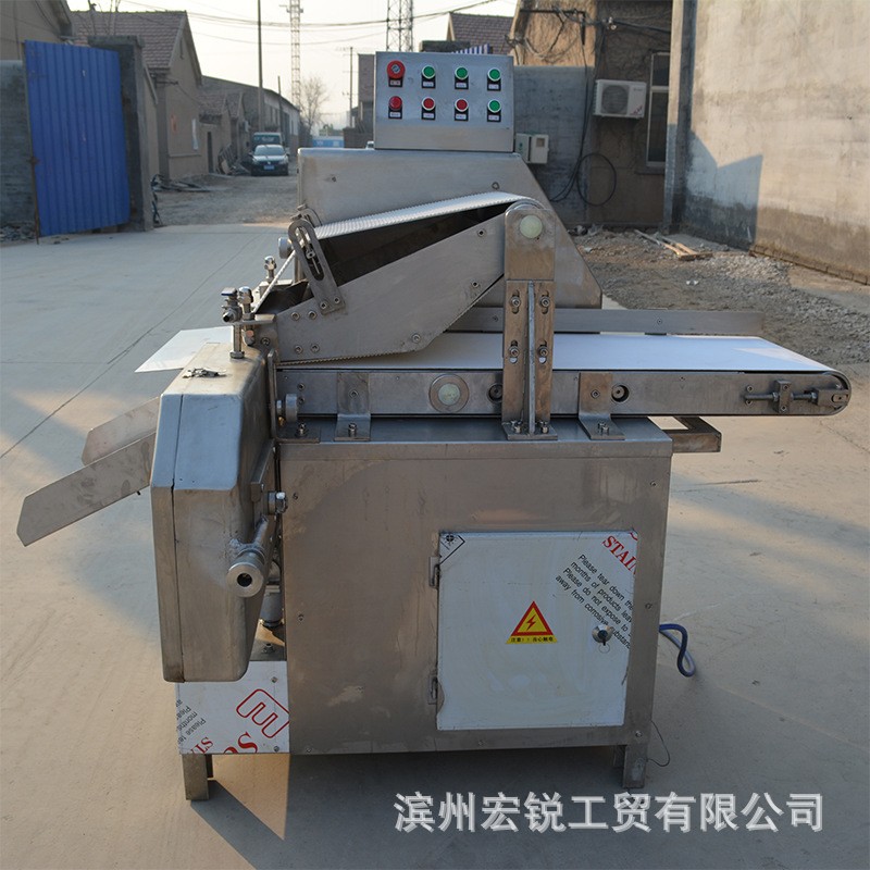 鸡柳鸡胸肉开片机 水煮肉片开片设备 商用输送带式鲜肉里脊开片机图6