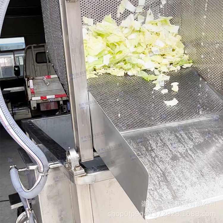 小型果蔬气泡清洗机 半成品预制菜加工设备 翻蓝自动出料洗菜机器图2