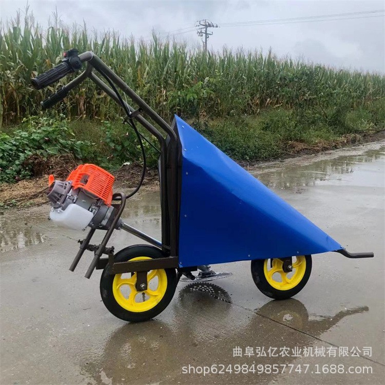 新款牧草秸秆收割机 单行手推式甘蔗玉米割晒机 田园高效割稻机图3