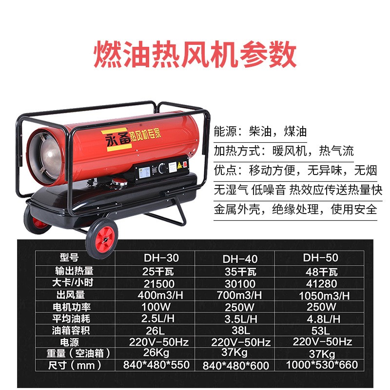 永备燃油热风机育雏养殖工业暖风机大面积大棚升温烘干取暖器设备图4