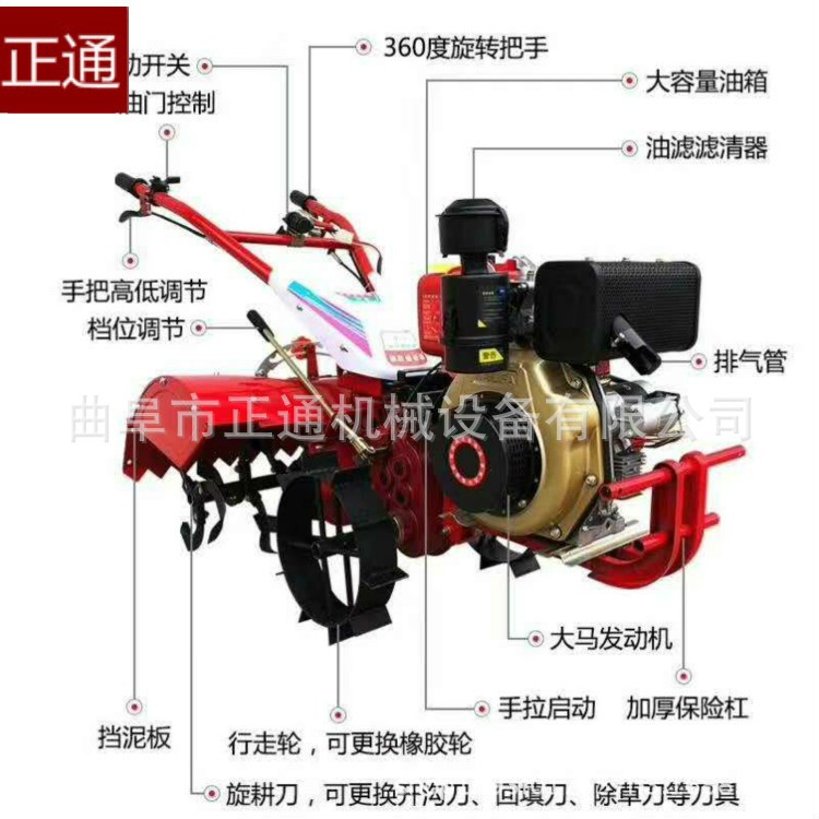 小型开沟施肥机 自走式果树施肥机 多档位10马力管理旋耕机图4