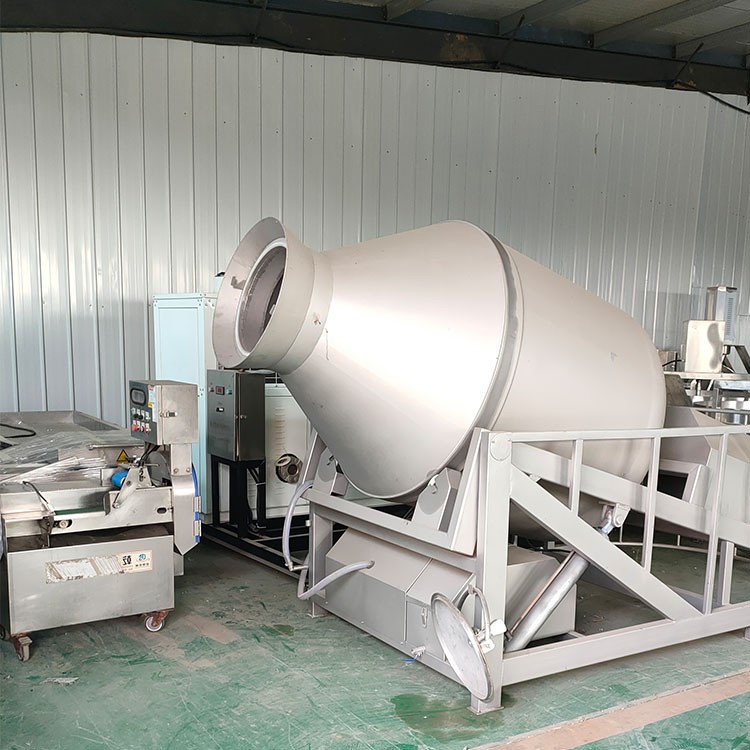 商用滚筒式变频搅拌腌肉机 全自动肉馅倾斜到料液压真空滚揉机图3