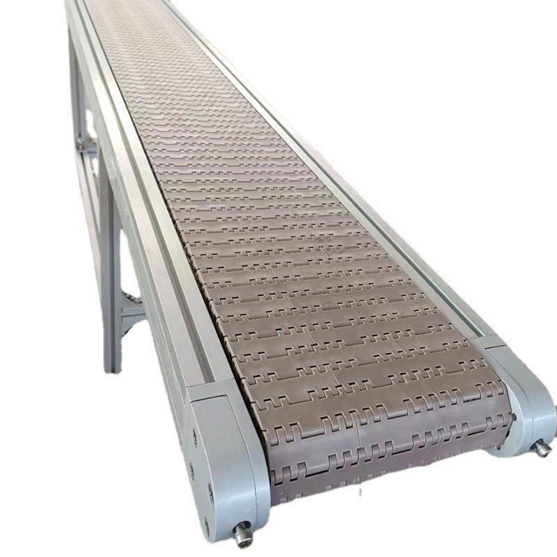 小型链板提升机304食品级不锈钢pvc裙边挡板斜坡爬坡皮带输送机图5