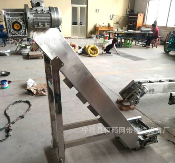 小型碳钢链板上料机 304不锈钢高温爬坡机 食品果蔬料斗式提升机图4