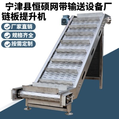 小型碳钢链板上料机 304不锈钢高温爬坡机 食品果蔬料斗式提升机