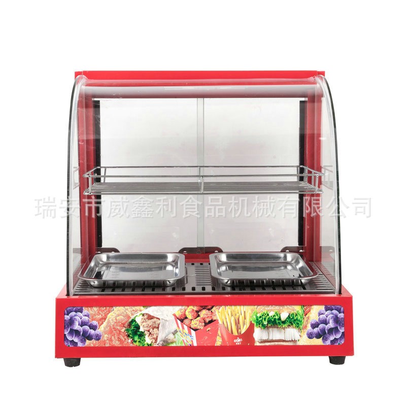 红色弧形油条板栗蛋挞保温柜 商用快餐面包汉堡熟食品展示保温柜图3