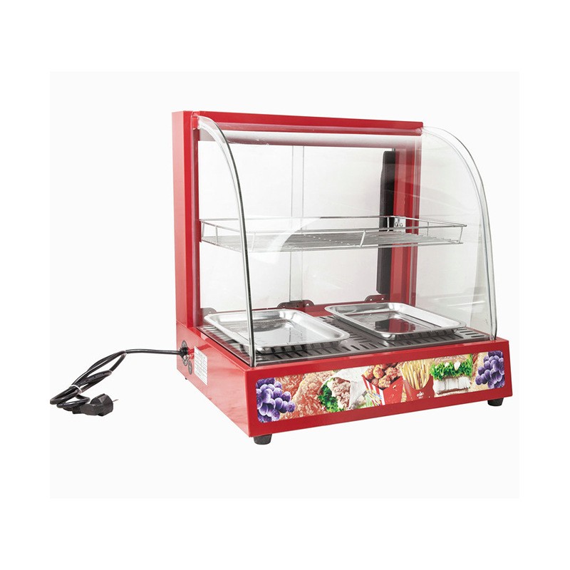 红色弧形油条板栗蛋挞保温柜 商用快餐面包汉堡熟食品展示保温柜图4
