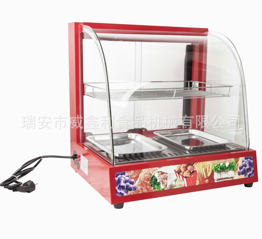 红色弧形油条板栗蛋挞保温柜 商用快餐面包汉堡熟食品展示保温柜图2