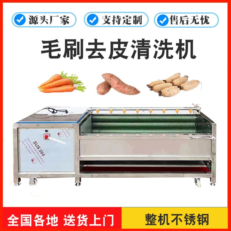 平行海蛎子毛刷清洗机 贝壳生鲜去泥机械 生蚝不锈钢毛辊洗菜设备