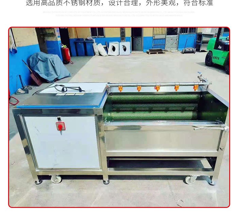 平行海蛎子毛刷清洗机 贝壳生鲜去泥机械 生蚝不锈钢毛辊洗菜设备图2