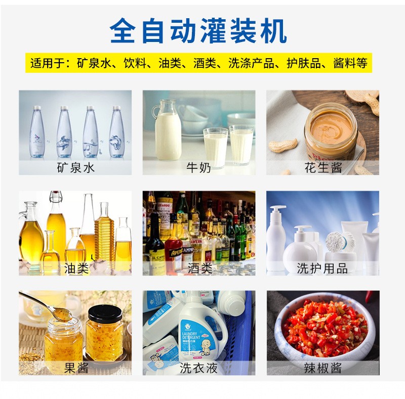 油污净清洁剂果汁灌装旋盖机 全自动四头液体膏体酱料灌装生产线图2