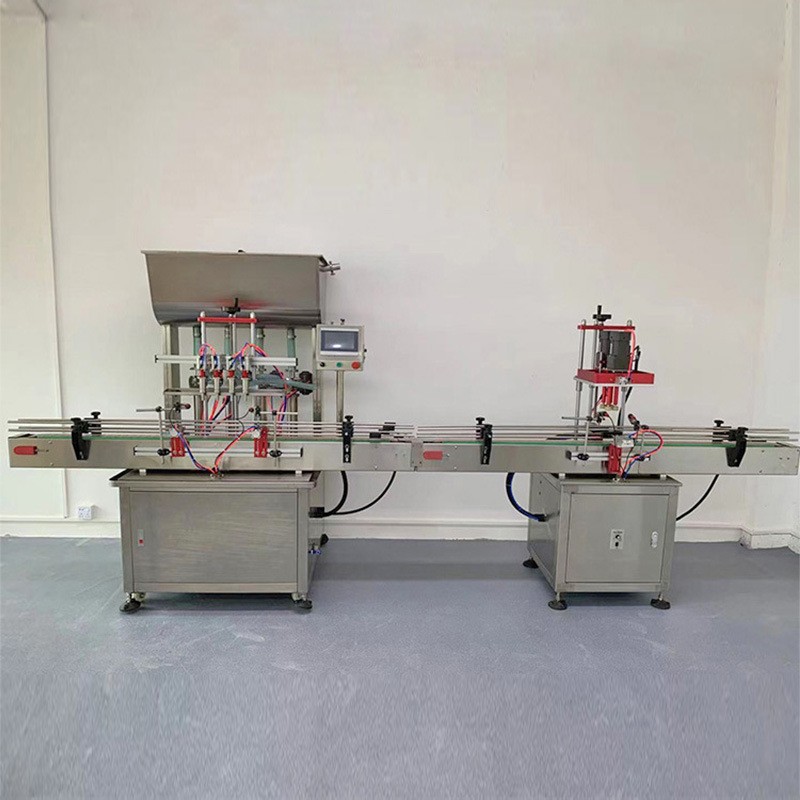 油污净清洁剂果汁灌装旋盖机 全自动四头液体膏体酱料灌装生产线图4