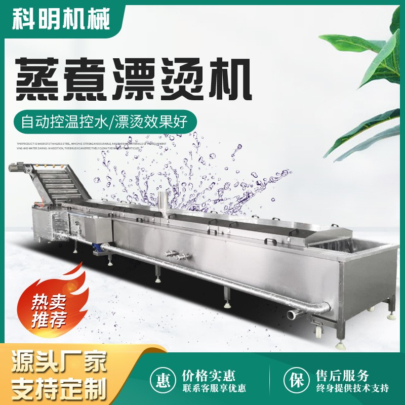 全自动扇贝蒸煮漂烫机 鱼豆腐漂烫设备 四喜丸子漂烫流水线