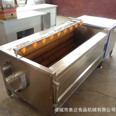 全自动毛辊清洗去皮机 土豆芋头脱皮毛刷清洗机 根茎类果蔬洗菜机