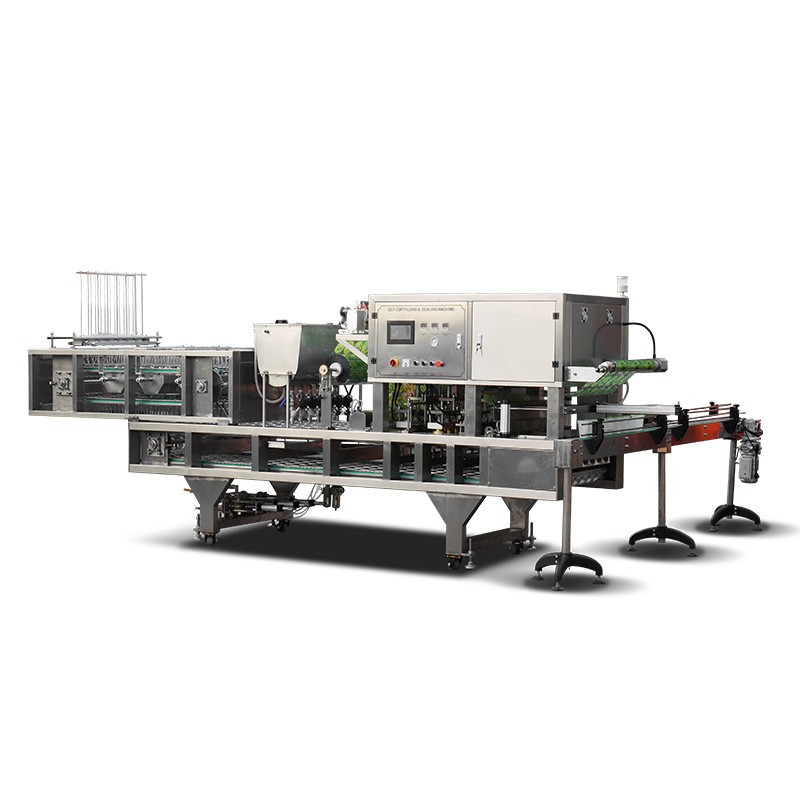 大型全自动珍珠奶茶灌装封口机 液体颗粒自动灌装一出六封口机图5