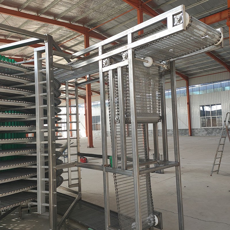 螺旋网带机定做多层不锈钢网带输送机水饺食品速冻冷却螺旋输送塔图3