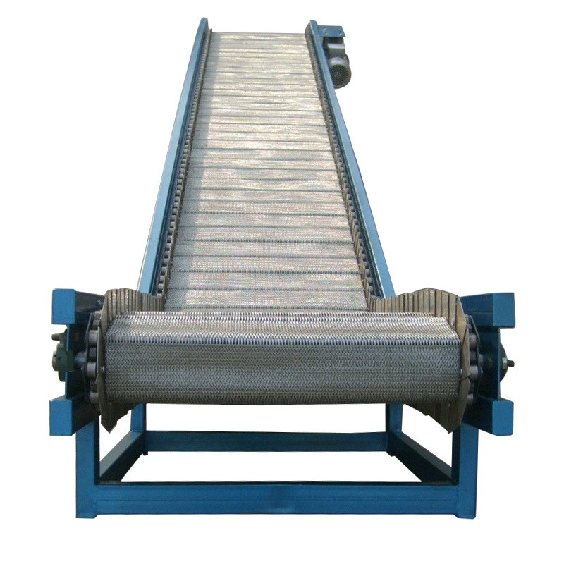 宁津网带爬坡式输送机食品果蔬传送不锈钢网带网链挡板提升机图5