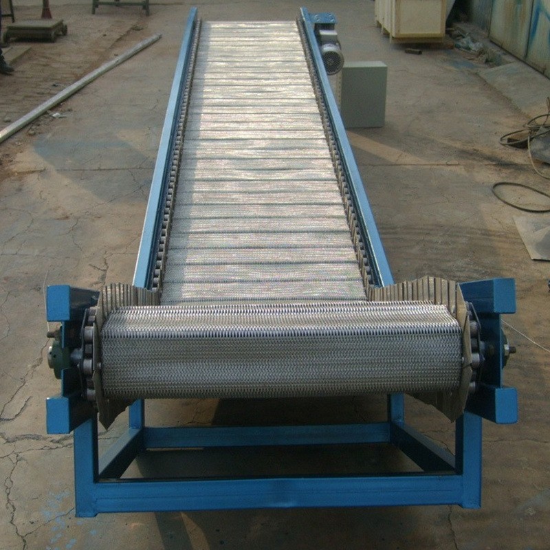 宁津网带爬坡式输送机食品果蔬传送不锈钢网带网链挡板提升机图2