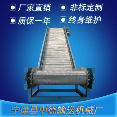 宁津网带爬坡式输送机食品果蔬传送不锈钢网带网链挡板提升机