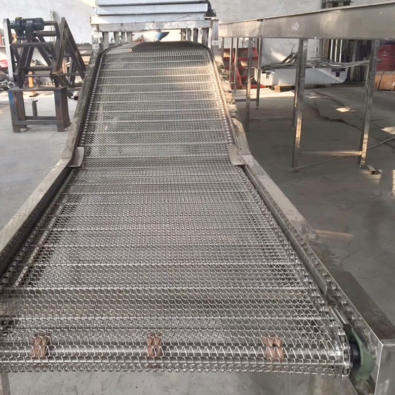 宁津网带爬坡式输送机食品果蔬传送不锈钢网带网链挡板提升机图4