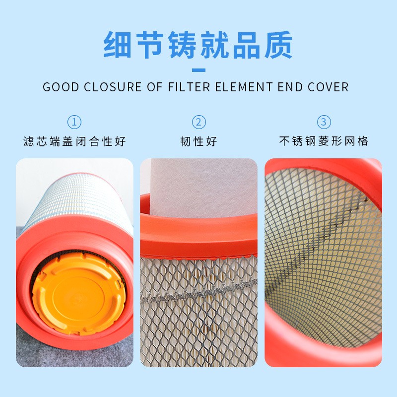 2037 2036pu通孔 空气滤芯适用 沃得锐龙广联 收割机空气滤清器图4