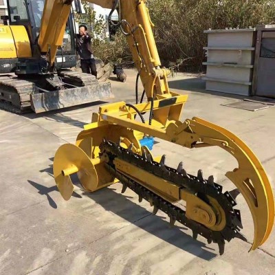 电力埋线缆用挖掘机配开沟机 液压挖沟机价格 挖掘机改装开沟机