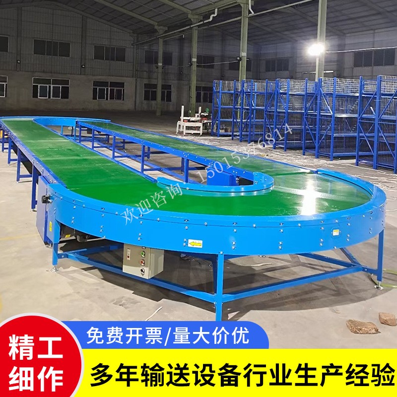 大量供应旧衣服分拣流水线物流输送线180度90度转弯机环形传送机图4