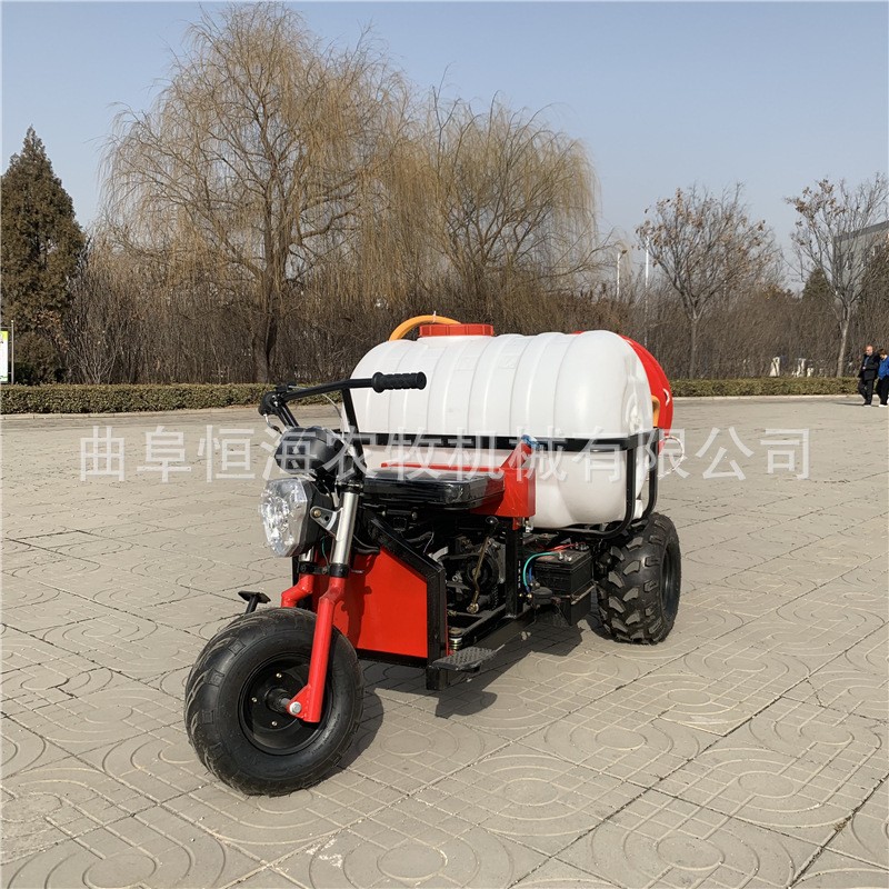 杏树杀虫喷雾打药车 果园可乘式风送打药机 摩托三轮车带喷雾机图3
