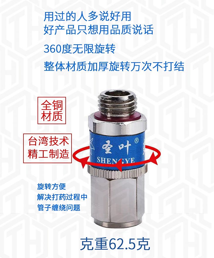 圣叶转轮王农用高压管活动转子打药管喷枪全铜360可旋转2分直接图3