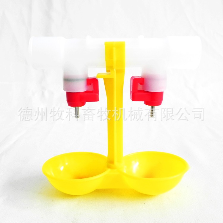 鸡用饮水器带吊杯 双乳头吊杯自动饮水器 钢球乳头饮水器 鸡双碗图5