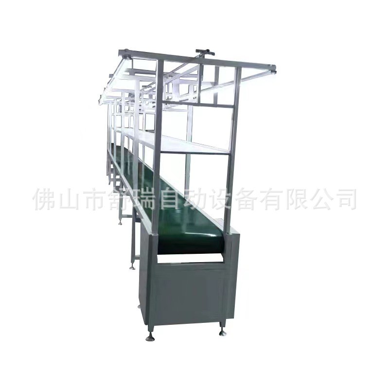 小型爬坡线铝合金皮带输送机快递物流传送机可升降接驳生产 流水线图5