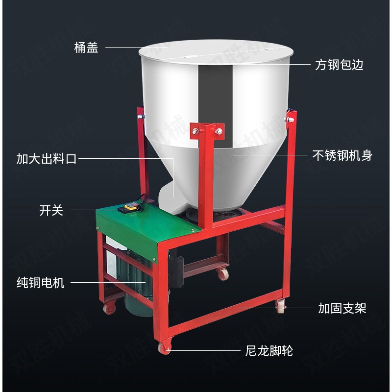 不锈钢饲料搅拌机干湿两用小型立式家用塑料混色拌料机养殖场图2