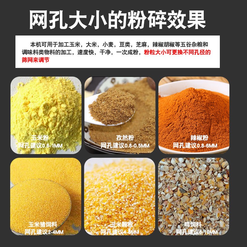 沙克龙谷物香料多功能粉碎机小型家用220V自吸锤式玉米饲料磨粉机图2