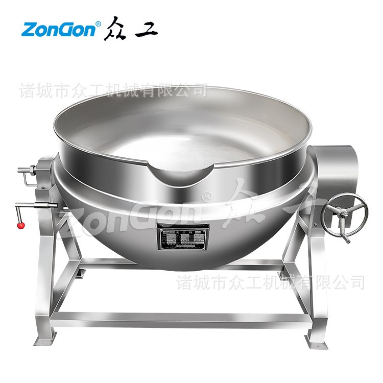 不锈钢可倾斜式夹层锅 全自动蒸汽电加热夹层锅 辣椒酱搅拌炒锅图5