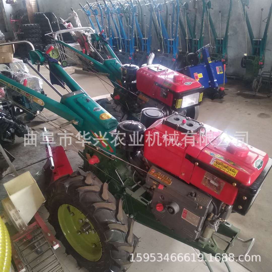 水田铁轮农用拖拉机 电启动手扶车带打田机 15马力手扶旋耕机图2